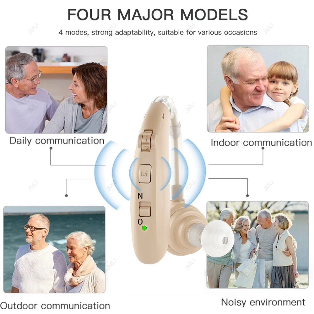 2024 Best Rechargeable Digital BTE Hearing Aid Adjustable Tone Sound Amplifier Portable Deaf Elderly Hearing Aids