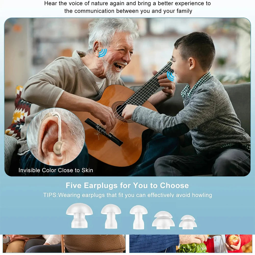 2024 Best Rechargeable Digital BTE Hearing Aid Adjustable Tone Sound Amplifier Portable Deaf Elderly Hearing Aids