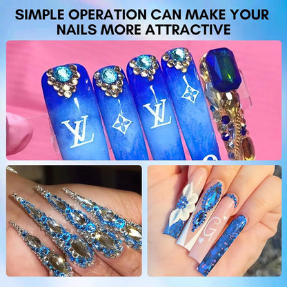 30g Makartt Rhinestone Glue with Royal Blue Glass Crystal Kit  for Shine Nail Art Manicure Makeup DIY Decoration Gem Jewelry