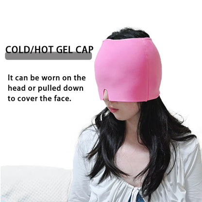 Gel Cold Ice Cap Relaxation Head Heat Treatment Head Wrap Face Mask Massage Sleep Tool Black and Pink