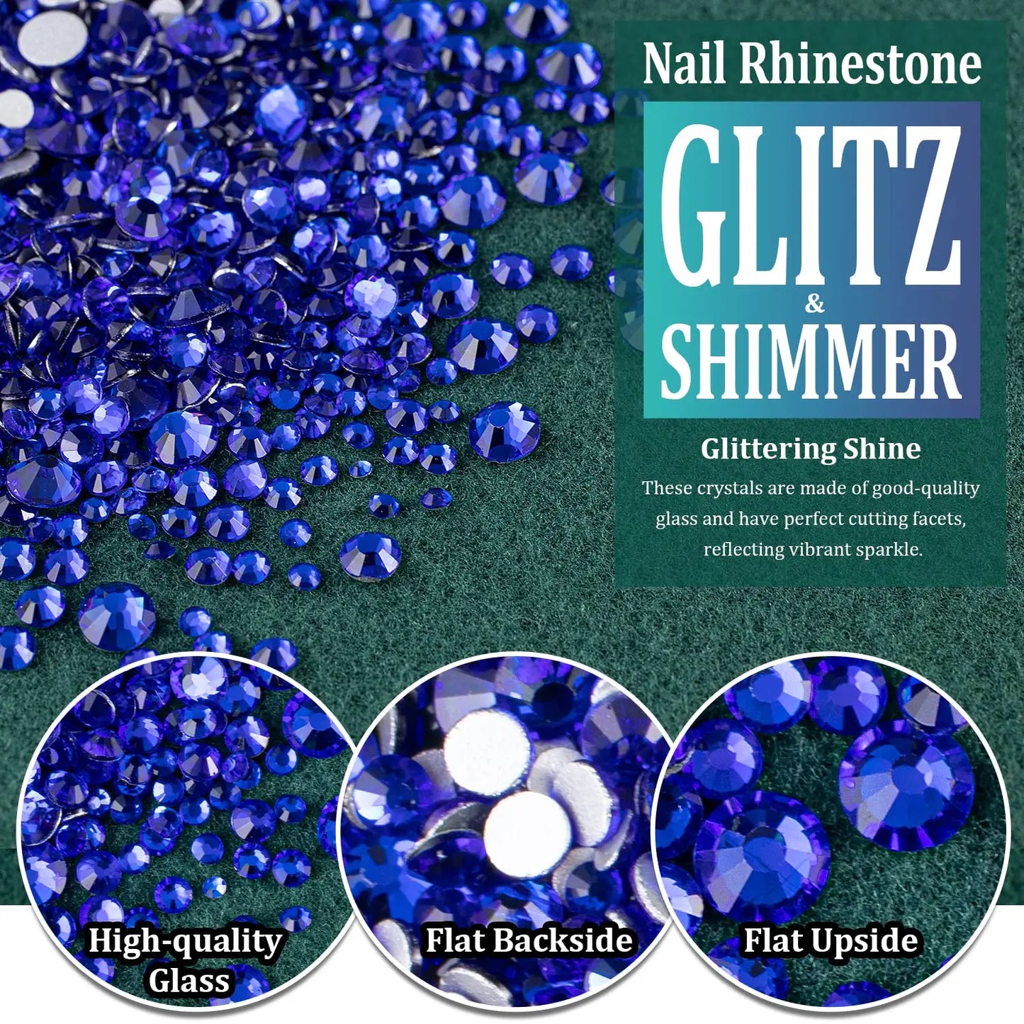 30g Makartt Rhinestone Glue with Royal Blue Glass Crystal Kit  for Shine Nail Art Manicure Makeup DIY Decoration Gem Jewelry