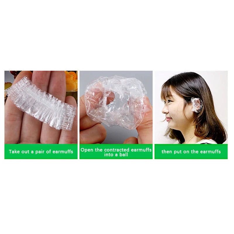 100 Pcs Disposable Waterproof Ear Protector Cover Salon Bath Shower Shield Earmuffs Barber Hair Dyeing Ear Caps