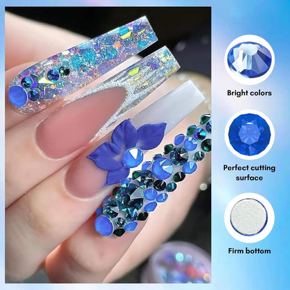 30g Makartt Rhinestone Glue with Royal Blue Glass Crystal Kit  for Shine Nail Art Manicure Makeup DIY Decoration Gem Jewelry